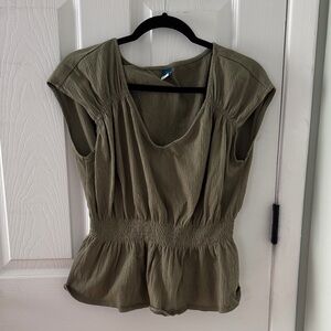 Old Navy Olive Green Peplum Blouse